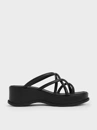 black wedge sandals